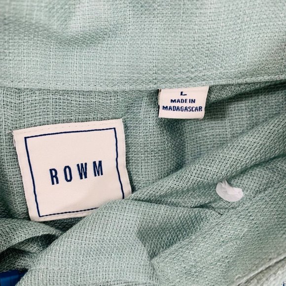 ROWM Hawaiian Shirt Sz L Green Short Sleeve Button Up Beach Vacay Aloha Cruise - Picture 3 of 6